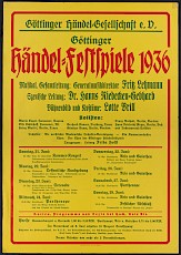 Original-Plakat zu den Göttinger Händel-Festspielen 1936